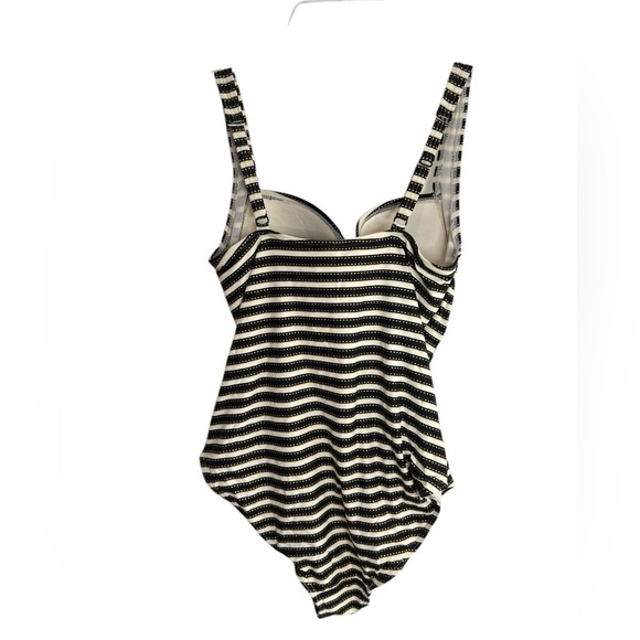 Nip Tuck Swimsuit Size 12 Twist Front One Piece Black Gold Ivory Multifit Cup - Picture 2 of 13
